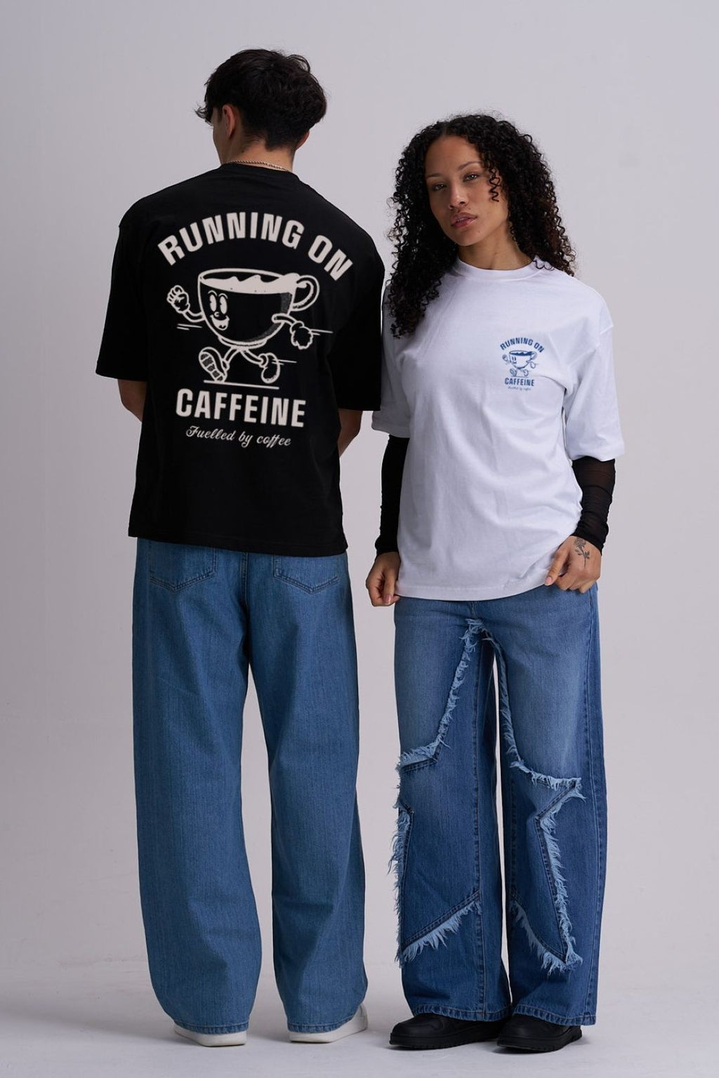 WHITE RUNNING ON CAFFEINE TEE