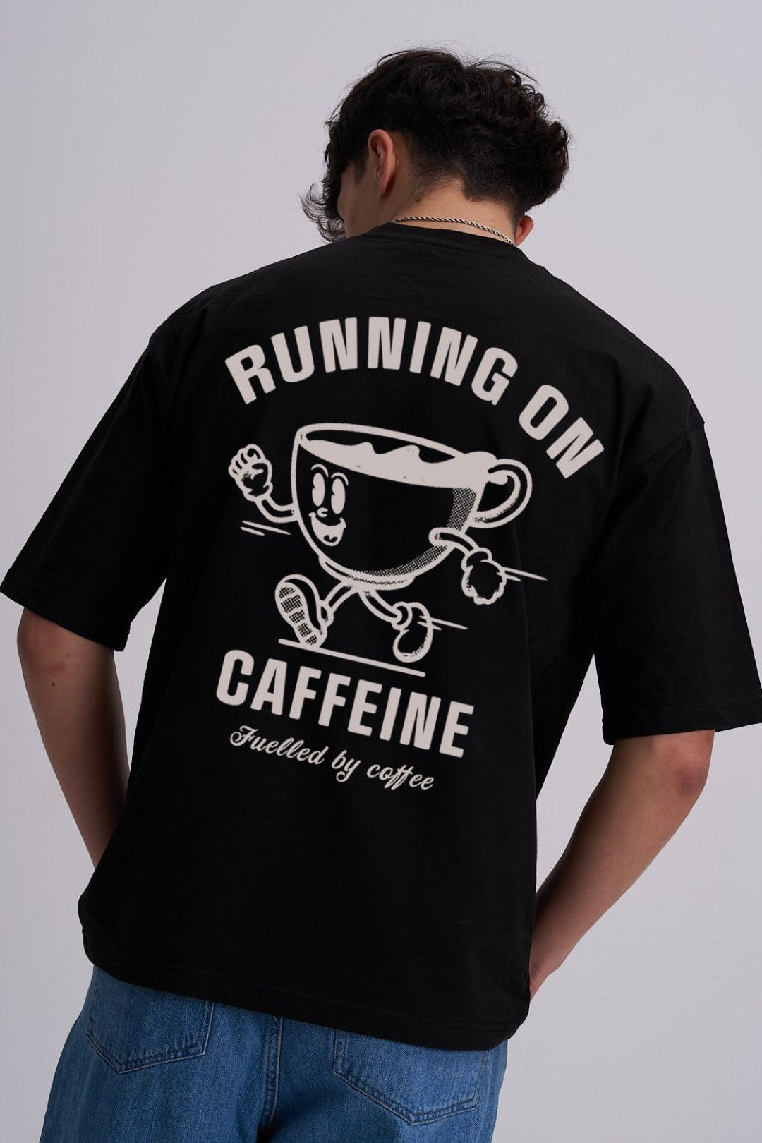 WHITE RUNNING ON CAFFEINE TEE