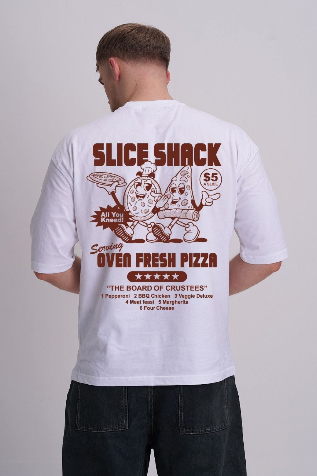 White Slice Shack Pizza Tee - Funny Food Graphic T-shirt – SYXTH